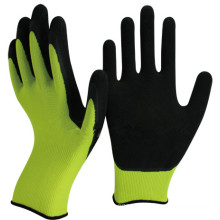 NMSAFETY Hi-Vis Nylonhandschuh mit schwarzer Schaumlatexbeschichtung